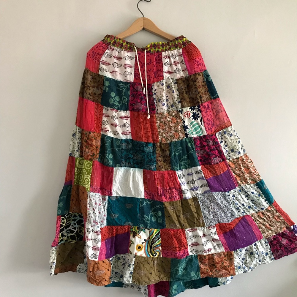 Vintage 90s Shoreline patchwork maxi boho skirt